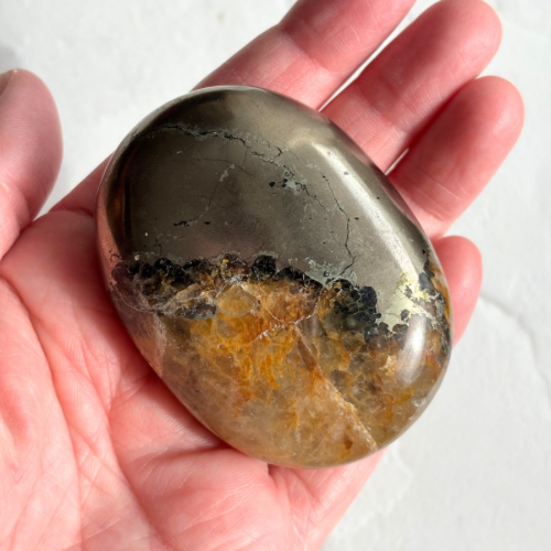 【Pyrite × Golden Healer Palm Stone④】インド産 パイライト×ゴールデンヒーラー パーム