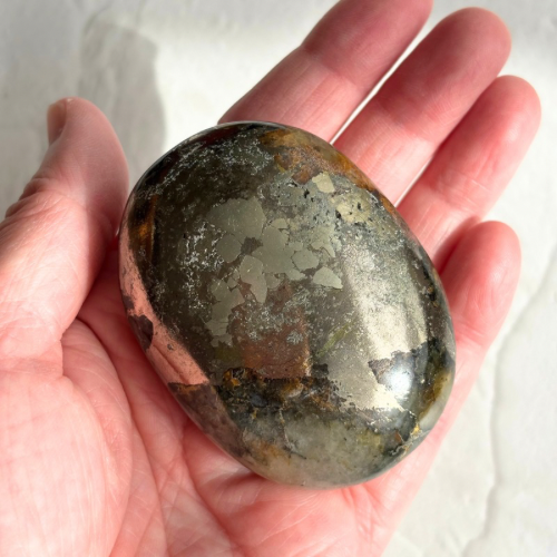 【Pyrite × Golden Healer Palm Stone②】インド産 パイライト×ゴールデンヒーラー パーム
