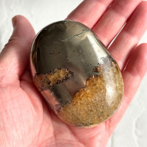 【Pyrite × Golden Healer Palm Stone⑤】インド産 パイライト×ゴールデンヒーラー パーム