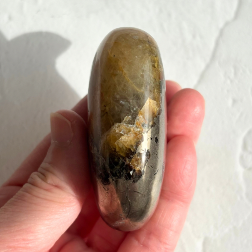 【Pyrite × Golden Healer Palm Stone④】インド産 パイライト×ゴールデンヒーラー パーム