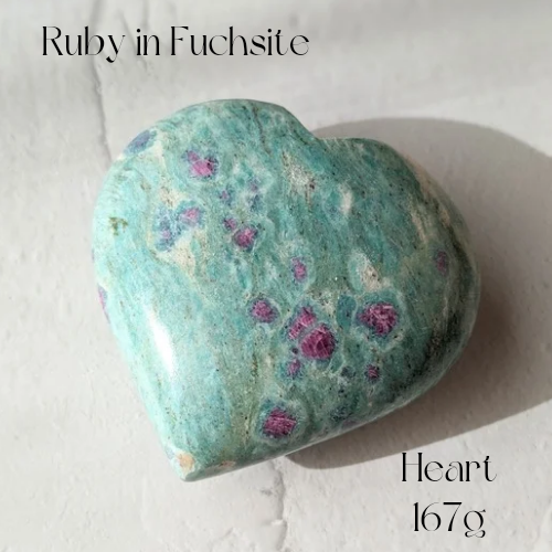 【Ruby in Fuchsite Heart 167g】インド産 ルビーインフックサイト ハート