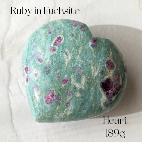 【Ruby in Fuchsite Heart 189g】インド産 ルビーインフックサイト ハート
