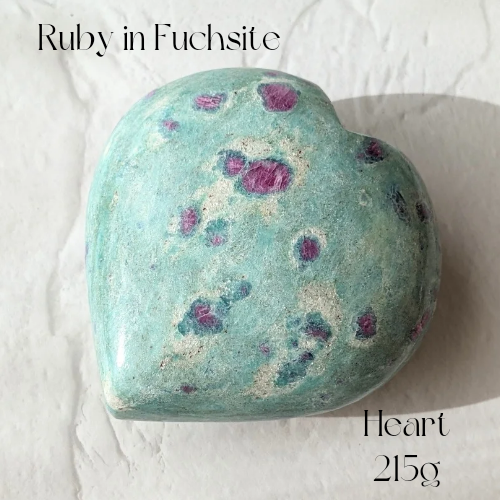 【Ruby in Fuchsite Heart 215g】インド産 ルビーインフックサイト ハート