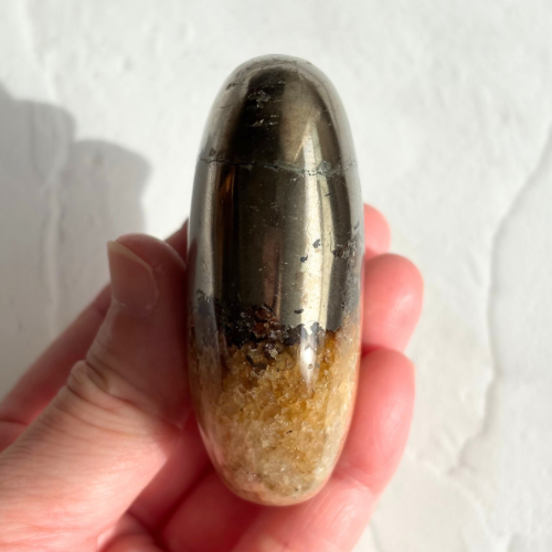 【Pyrite × Golden Healer Palm Stone⑤】インド産 パイライト×ゴールデンヒーラー パーム