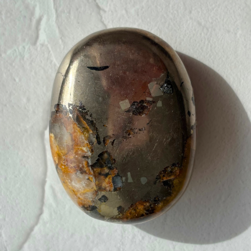 【Pyrite × Golden Healer Palm Stone④】インド産 パイライト×ゴールデンヒーラー パーム