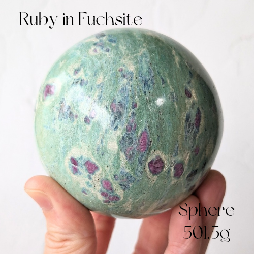 【Ruby in Fuchsite Sphere 501.5g】インド産 ルビーインフックサイト スフィア