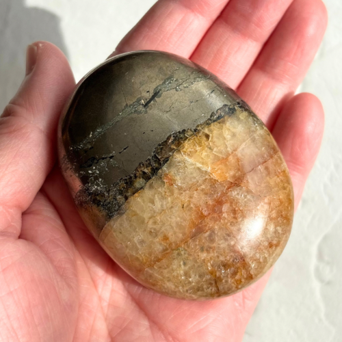 【Pyrite × Golden Healer Palm Stone⑦】インド産 パイライト×ゴールデンヒーラー パーム