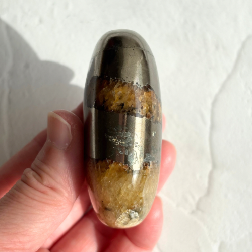 【Pyrite × Golden Healer Palm Stone⑤】インド産 パイライト×ゴールデンヒーラー パーム