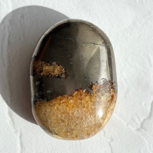 【Pyrite × Golden Healer Palm Stone⑤】インド産 パイライト×ゴールデンヒーラー パーム