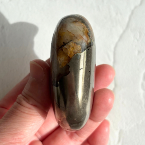 【Pyrite × Golden Healer Palm Stone④】インド産 パイライト×ゴールデンヒーラー パーム