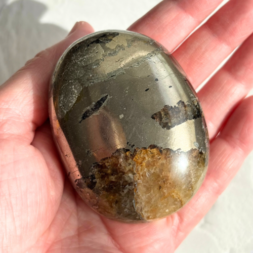 【Pyrite × Golden Healer Palm Stone⑥】インド産 パイライト×ゴールデンヒーラー パーム